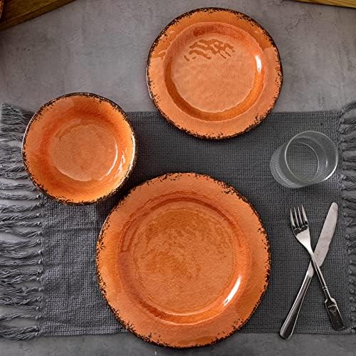 LEHAHA 12 Piece Crackle Lightweight Melamine Dinnerware Sets-Service for 4 - Image 2