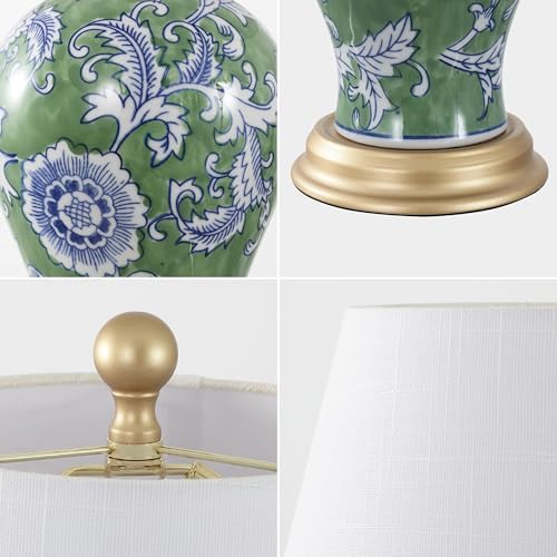 JONATHAN Y Grace 24" French Country Floral Urn Ceramic Lamp, Green/White - Image 6