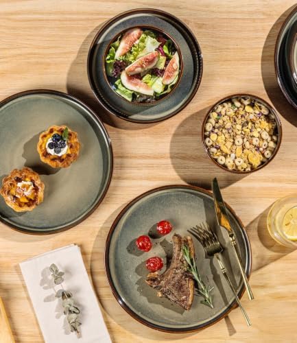 TheTerra Ceramic Dinnerware Set for 8, 24-Piece Plates and Bowls Set - Image 3