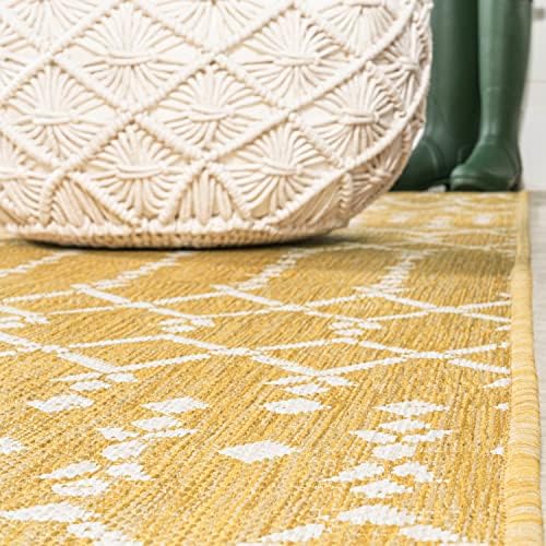 JONATHAN Y Moroccan Geometric Indoor Outdoor Runner Rug 2X10 Yellow/Cream, Ourika Textured Weave for Backyard, Patio, Porch, Easy-Cleaning, High Traffic, Pet-Friendly, Non-Shedding (SMB108G-210) - Image 6