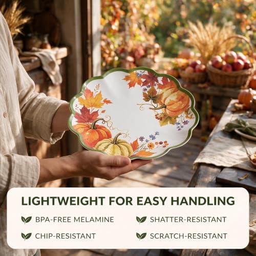 Melamine Dinner Plates, 4-Piece Pumpkin Scalloped Plates, 11 Inch - Image 4