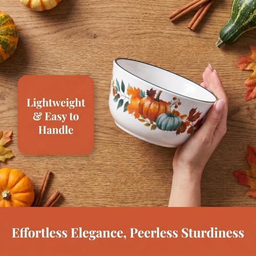 12-Piece Melamine Dinnerware Set for 4, Fall Pumpkin Plates and Bowls - Image 3