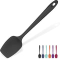 Heat Resistant Silicone Spoon Spatula: U-Taste 600ºF High Heat Flexible 11.38in Silicon Mixing Stirring Cooking Scraping Baking Bowl Scraper Seamless Spreader for Kitchen Nonstick Cookware (Black)