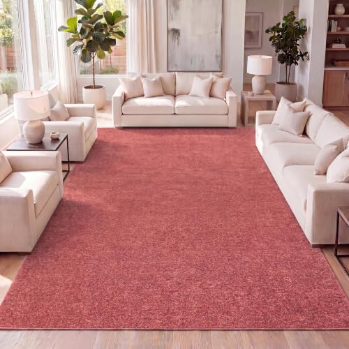 JONATHAN Y Haze Solid Low-Pile Red Indoor Area Rug 9x12, Coastal,Bohemian,Minimalist,Classic, Easy-Cleaning for Living Room,Bedroom,Kitchen,Pet Friendly,Non-Shedding (SEU100E-9) by JONATHANY