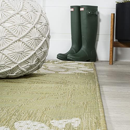 JONATHAN Y Floral Textured Weave Indoor Outdoor Runner Rug 2X8 Green/Cream, Zinnia Modern for Backyard, Patio, Porch, Easy-Cleaning, High Traffic, Pet-Friendly, Non-Shedding (SMB110H-28) - Image 4