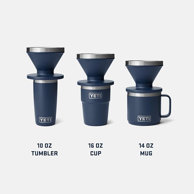 YETI Pour Over Coffee Maker Accessory Ramblers, Designed for Perfect Coffee Extraction Anywhere, Stainless Steel, fits any V60 Filter, Navy