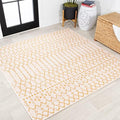 JONATHAN Y Moroccan Geometric Indoor Outdoor Square Area Rug 5X5 Cream/Yellow, Ourika Textured Weave for Backyard, Patio, Porch, Easy-Cleaning, High Traffic, Pet-Friendly, Non-Shedding (SMB108J-5SQ) by JONATHANY