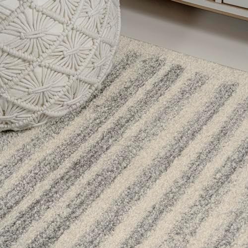 JONATHAN Y Khalil Modern Berber Stripe Cream/Gray Indoor Area Rug, 4x6, Contemporary, Bohemian, Easy-Cleaning for Living Room, Bedroom, Kitchen, Pet Friendly, Non-Shedding (MOH207C-4) - Image 4
