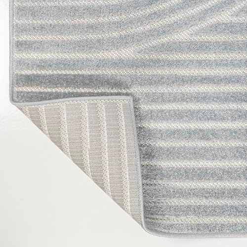 JONATHAN Y Hallie High-Low Curve Light Blue/Cream 3x5 Indoor/Outdoor Area Rug, Minimalist Geometric, Pet Friendly, for Patio, Backyard, Living Room, Bedroom, Office, Hose-Washable (SCN100E-3) - Image 4