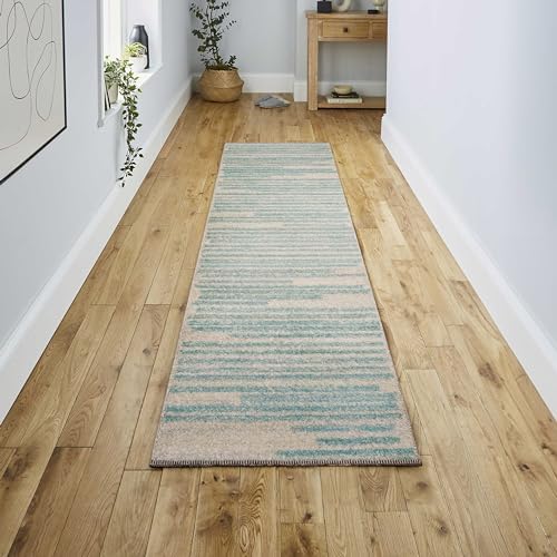 JONATHAN Y Khalil Modern Berber Stripe Cream/Turquoise Runner Rug, 2x8, Contemporary, Bohemian, Easy-Cleaning for Living Room, Bedroom, Kitchen, Pet Friendly, Non-Shedding (MOH207B-28) - Image 4