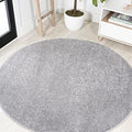 JONATHAN Y Haze Solid Low-Pile Gray 6' Round Indoor Area Rug, Coastal,Bohemian,Minimalist,Classic, Easy-Cleaning for Living Room,Bedroom,Kitchen,Pet Friendly,Non-Shedding (SEU100A-6R) by JONATHANY