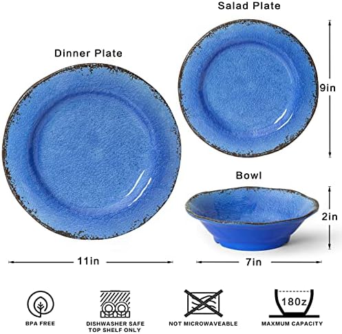 LEHAHA 12 Piece Melamine Dinnerware Set Farmhouse Outdoor Dishes Set for 4 - Image 7