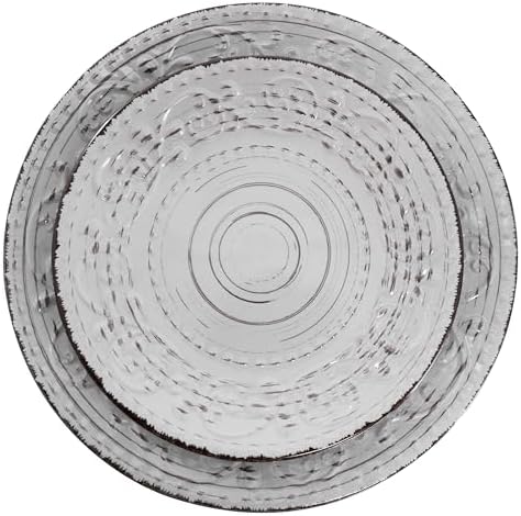 Elama Malibu Calcite 16-Piece Stoneware Embossed Pattern Reactive Glaze Light Gray Dinnerware Set, Tableware, Serveware Set (Calcite Gray) - Image 3