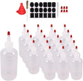 Belinlen 20 Pack 8-Ounce Plastic Squeeze Bottles with 20pcs Red Tip Caps and Measurement - Good for Crafts, Art, Glue, Multi Purpose Set of 20 with extra 6 Red Cap 36 Chalk Labels and 1 Pen