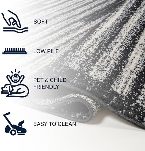 JONATHAN Y Khalil Modern Berber Stripe Black/Cream Runner Rug, 2x8, Contemporary, Bohemian, Easy-Cleaning for Living Room, Bedroom, Kitchen, Pet Friendly, Non-Shedding (MOH207F-28) - Image 5