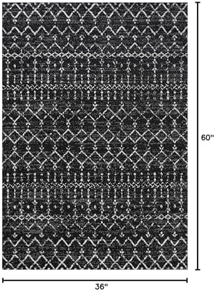JONATHAN Y Boho Vintage Diamond Black/Ivory Indoor Area Rug 3X5 ft, Moroccan Hype for Living Room, Bedroom, Kitchen, Office, Easy-Cleaning, High Traffic, Pet-Friendly, Non-Shedding (MOH101D-3) - Image 2