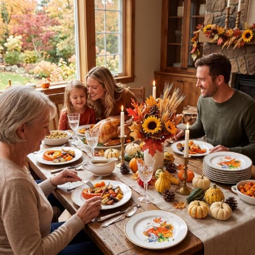 Havawish 6 Inch 6 Pcs Fall Pumpkin Appetizer Melamine Plates Set Decoration - Image 6