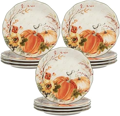 Certified International Harvest Morning 11" Dinner Plates, Multicolor, Large, Set of 4 (Pack of 3) by CERTIFIEDINTERNATIONAL