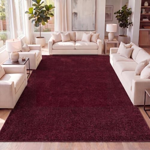 JONATHAN Y Haze Solid Low-Pile Dark Red Indoor Area Rug 4x6, Coastal,Bohemian,Minimalist,Classic, Easy-Cleaning for Living Room,Bedroom,Kitchen,Pet Friendly,Non-Shedding (SEU100Q-4) by JONATHANY