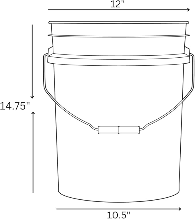 House Naturals 5 Gallon Premium HPDE Plastic Bucket - Made in USA Food Grade Storage Container, BPA Free All Purpose Pail (2, Red)