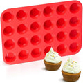 Silicone Muffin Pan Mini 24 Cups Cupcake Pan, Nonstick Food Grade Silicone Baking Pan 1 Pack