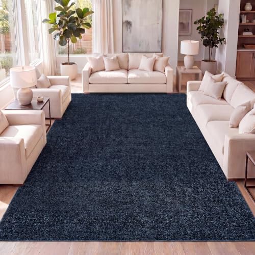 JONATHAN Y Haze Solid Low-Pile Navy Indoor Area Rug 3x5, Coastal,Bohemian,Minimalist,Classic, Easy-Cleaning for Living Room,Bedroom,Kitchen,Pet Friendly,Non-Shedding (SEU100C-3) by JONATHANY