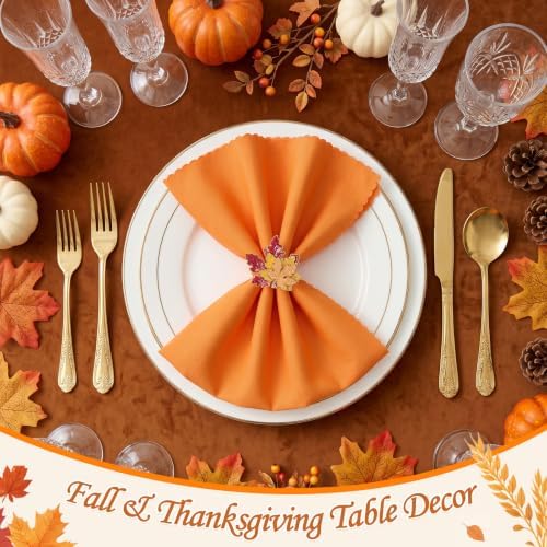 Fall Thanksgiving Cloth Napkins and Napkin Rings, Fall Table Decorations - Image 3