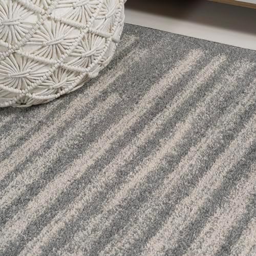 JONATHAN Y Khalil Modern Berber Stripe Gray/Cream Indoor Area Rug, 4x6, Contemporary, Bohemian, Easy-Cleaning for Living Room, Bedroom, Kitchen, Pet Friendly, Non-Shedding (MOH207G-4) - Image 4