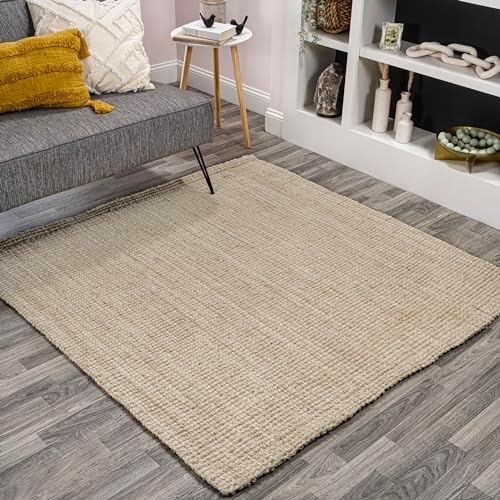 JONATHAN Y Pata Hand Woven Chunky Jute Light Ivory 7x7 Square Indoor Area Rug, Bohemian, Rustic, Cottage, Easy-Cleaning for Living Room, Bedroom, Kitchen, Non-Shedding (NRF102B-7SQ) by JONATHANY
