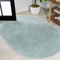 JONATHAN Y Haze Solid Low-Pile Aqua Blue 5x8 Oval Indoor Area Rug, Coastal,Bohemian,Minimalist,Classic, Easy-Cleaning for Living Room,Bedroom,Kitchen,Pet Friendly,Non-Shedding (SEU100S-5OV) by JONATHANY