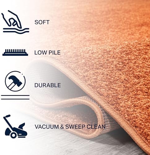 JONATHAN Y Haze Solid Low-Pile Orange 6x9 Oval Indoor Area Rug, Coastal,Bohemian,Minimalist,Classic, Easy-Cleaning for Living Room,Bedroom,Kitchen,Pet Friendly,Non-Shedding (SEU100M-6OV) - Image 3