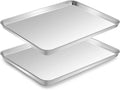 Half Sheet Pan of 2, CEKEE Stainless Steel Baking Sheet Pan Tray Cookie Sheet, Size 18 x 13 x 1 inch, Healthy & Non Toxic, Rust Free & Mirror Finish, Easy Clean & Dishwasher Safe