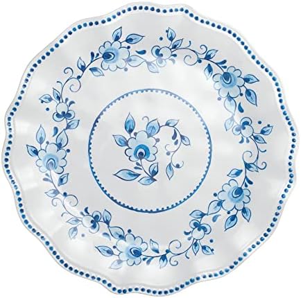 UPware 12 Piece Blue and White Floral Melamine Dinnerware Sets, Outdoor Dishes Set, Plates and Bowls Sets, Service for 4, Blue - Image 5