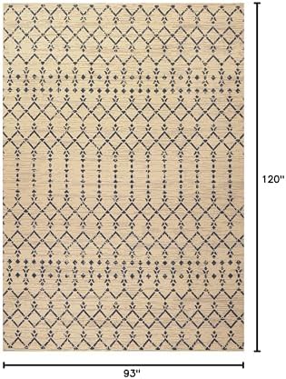 JONATHAN Y Moroccan Geometric Indoor Outdoor Area Rug 8X10 Beige/Navy, Ourika Textured Weave for Backyard, Patio, Porch, Easy-Cleaning, High Traffic, Pet-Friendly, Non-Shedding (SMB108H-8) - Image 2