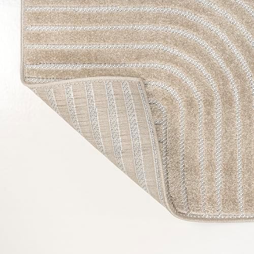 JONATHAN Y Hallie High-Low Curve Beige/Cream 4x6 Indoor/Outdoor Area Rug, Minimalist Geometric, Pet Friendly, for Patio, Backyard, Living Room, Bedroom, Office, Hose-Washable (SCN100D-4) - Image 4
