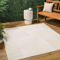 JONATHAN Y Hallie High-Low Curve Ivory/Cream 9x9 Square Indoor/Outdoor Area Rug, Minimalist, Pet Friendly, Non-Shedding, Stain Resistant, Hose-Washable for Backyard, Patio, Porch (SCN100B-9SQ) by JONATHANY