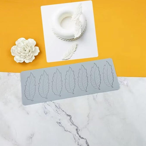 3D Hollow Leaf Fondant Lace Mold Multi Leaves Flower Candy Mold Chocolate Sugar Craft Cake Decoration Cupcake Top (I Feather_11.8 * 4.2 * 0.12inch)