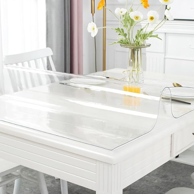Warmstar Clear Table Cover Protector 30 x 72 Inch,1.5mm Thick Plastic Table Cover Rectangle,PVC Clear Table Protector,Desk Protector Mat for Kitchen, Dresser, Writing Desk，Dining Room Table