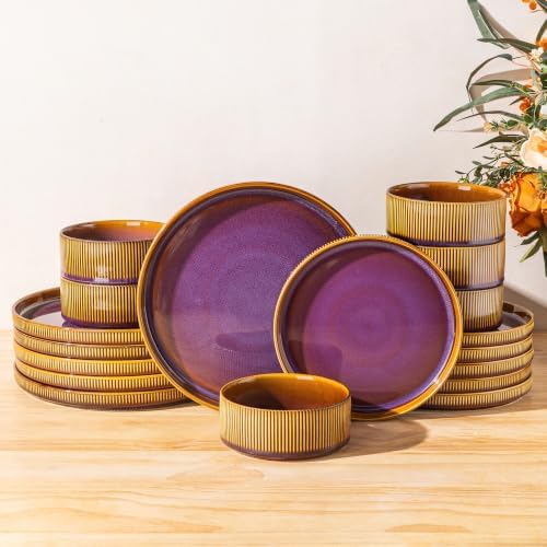 TheTerra Ceramic Dinnerware Set for 6, 18-Piece Plates and Bowls Set by TheTerra