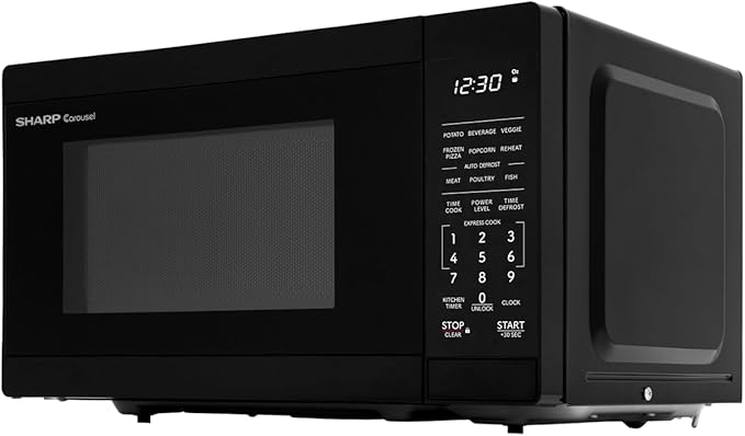 SHARP Compact Countertop Microwave Oven with Removable 10" Carousel Turntable, 700 Watt, 0.7 Cubic Feet, Black