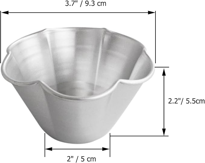 Aluminum Muffin Pans, Flower Shape Deep Egg Tart Mold, Jello Pudding Cup Molds, Baking Cupcake, Tartlets, 3.7" x 2" x 2.2" - 6 Pack