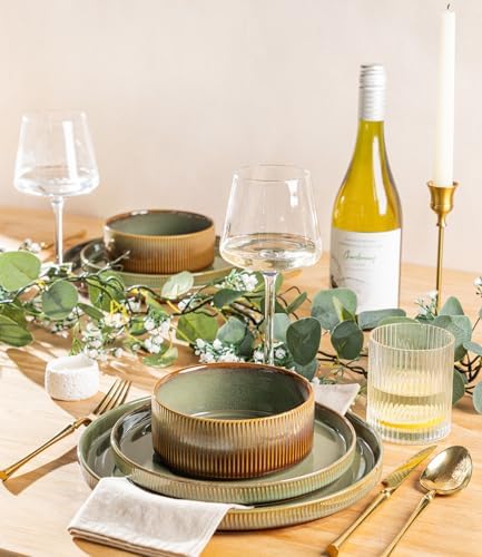 TheTerra Ceramic Dinnerware Set for 4, 16-Piece Plates and Bowls Set - Image 7