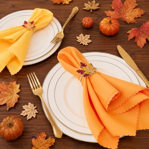 Fall Thanksgiving Cloth Napkins and Napkin Rings, Fall Table Decorations - Image 6