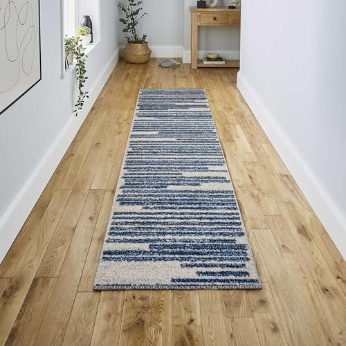 JONATHAN Y Khalil Modern Berber Stripe Cream/Navy Runner Rug, 2x8, Contemporary, Bohemian, Easy-Cleaning for Living Room, Bedroom, Kitchen, Pet Friendly, Non-Shedding (MOH207E-28) - Image 4