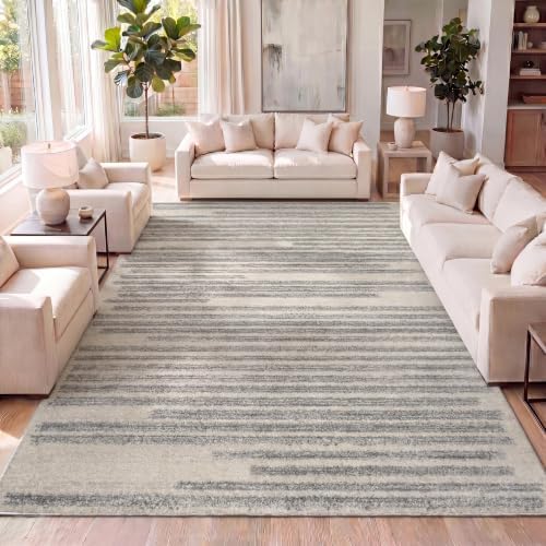 JONATHAN Y Khalil Modern Berber Stripe Cream/Gray Indoor Area Rug, 5x8, Contemporary, Bohemian, Easy-Cleaning for Living Room, Bedroom, Kitchen, Pet Friendly, Non-Shedding (MOH207C-5) by JONATHANY