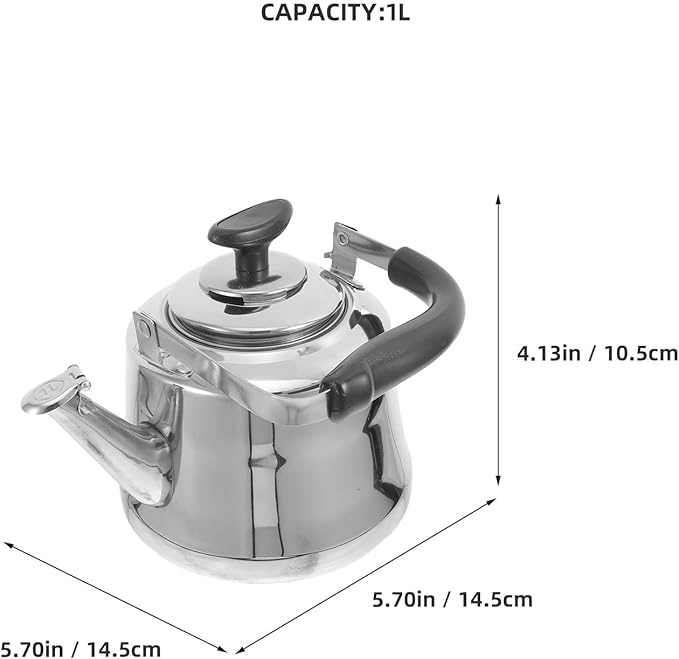 Luxshiny Stainless Steel Tea Kettle for Stove Top with Removable Infuser Large Capacity Water Kettle 1.1 Quart Silver Teapot for Home Kitchen