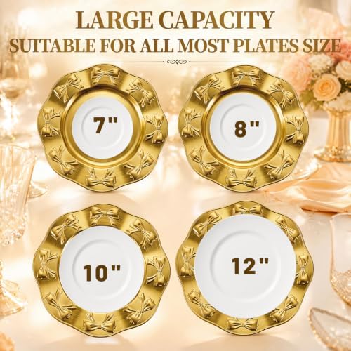 Havawish 8 Pcs 13 Inch Gold Bow Charger Plates - Image 3