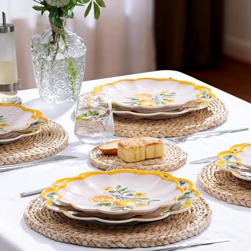 Lemon Melamine Plates, 4-Piece 9 Inch Salad Plate Set - Image 3