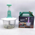 Manual Vegetable Cutter Chopper, Food Processor 1.5L Bowl Effortless Meat Mincer Fruits and Herbs Chopper Garlic Onion Hand Press Manual Food Chopper (Mint Green)
