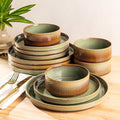 TheTerra Ceramic Dinnerware Set for 4, 12-Piece Plates and Bowls Set by TheTerra